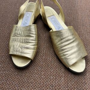 Joan & David Woman’s Size Size 6.5 color  Gold‎ Leather Sandals casual retro